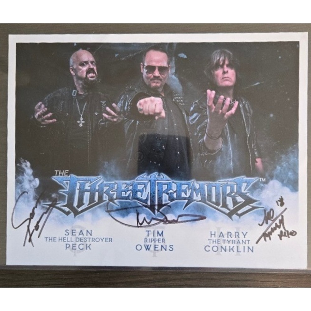 The Three Tremors Signed 7x9.5 Promo Photo - Ripper Owens, Conklin, Sean Peck